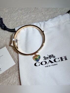 New Rare Coach Rainbow Heart Charm Bracelet